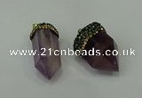 CGP212 15*30mm - 20*35mm bullet amethyst gemstone pendants