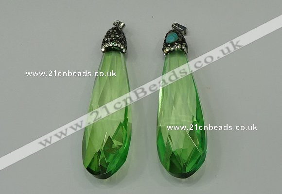 CGP237 20*80mm faceted teardrop crystal glass pendants wholesale