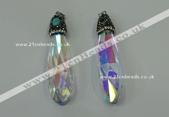 CGP240 17*70mm faceted teardrop crystal glass pendants wholesale