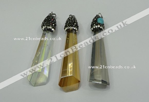 CGP253 15*65mm sticks crystal glass pendants wholesale