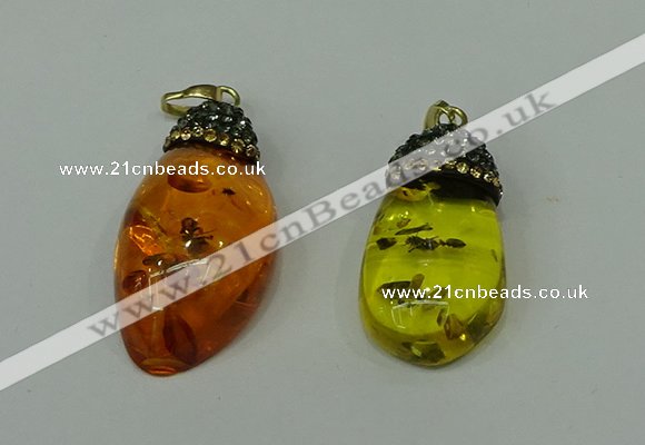 CGP278 20*35mm - 22*40mm freeform synthetic amber pendants