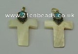CGP280 35*55mm cross pearl shell pendants wholesale