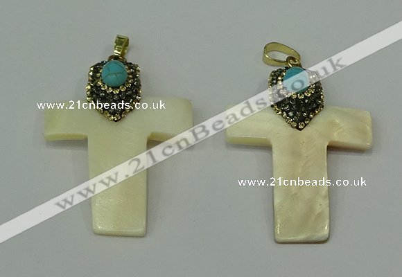 CGP280 35*55mm cross pearl shell pendants wholesale