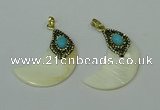CGP281 20*40mm moon pearl shell pendants wholesale