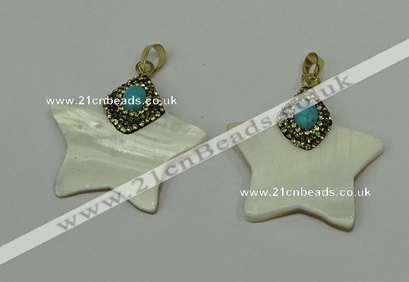 CGP283 40*40mm star pearl shell pendants wholesale