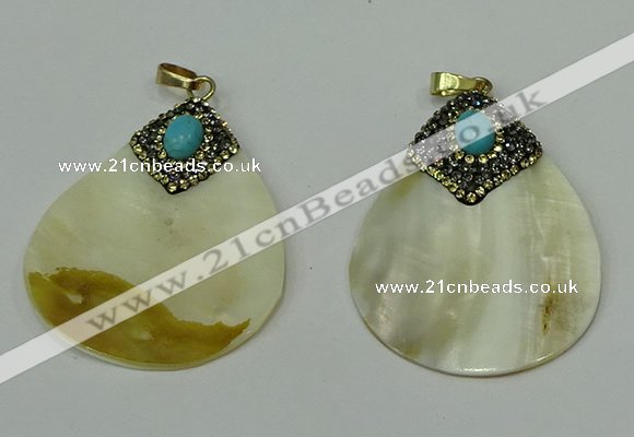 CGP289 35*50mm flat teardrop pearl shell pendants wholesale