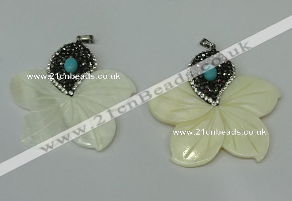 CGP294 55*58mm flower pearl shell pendants wholesale