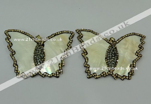 CGP297 45*65mm butterfly pearl shell pendants wholesale