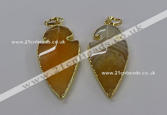 CGP3002 22*45mm arrowhead agate gemstone pendants wholesale