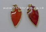 CGP3004 22*45mm arrowhead agate gemstone pendants wholesale