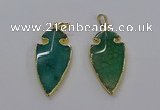 CGP3006 22*45mm arrowhead agate gemstone pendants wholesale