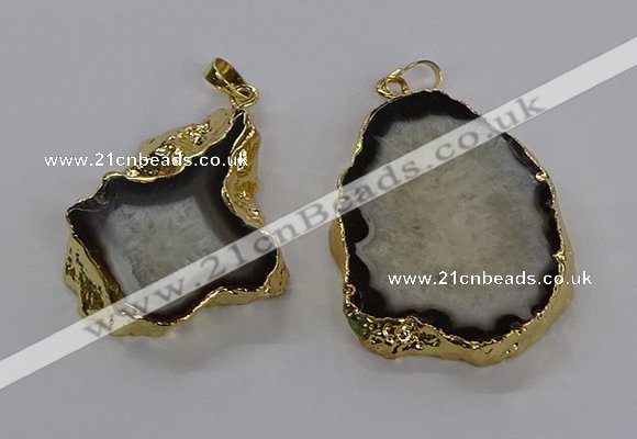 CGP3010 30*40mm - 35*45mm freeform druzy agate pendants