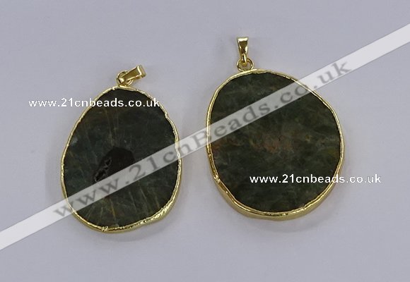 CGP3018 30*40mm - 40*45mm freeform green tourmaline pendants