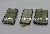 CGP3023 30*60mm - 40*60mm rectangle green apple jasper pendants