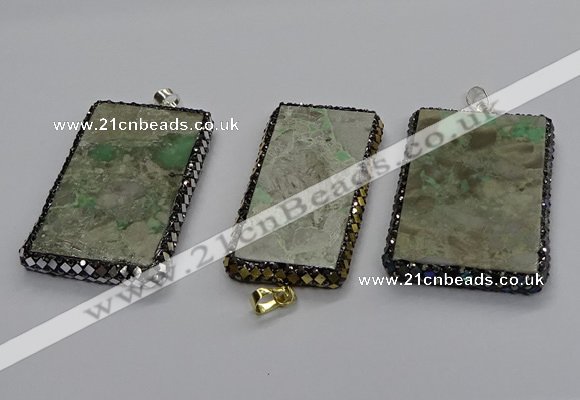 CGP3023 30*60mm - 40*60mm rectangle green apple jasper pendants