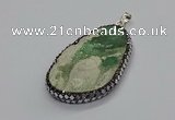 CGP3025 35*50mm - 40*65mm freeform green apple jasper pendants