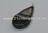 CGP3047 30*45mm - 35*60mm flat teardrop druzy agate pendants