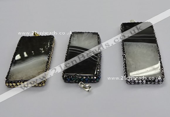 CGP3053 30*65mm - 35*75mm rectangle druzy agate pendants