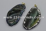 CGP3068 40*65mm - 40*70mm freeform line agate pendants