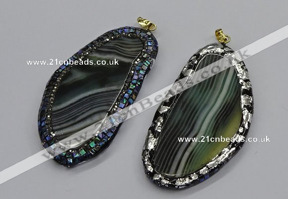 CGP3068 40*65mm - 40*70mm freeform line agate pendants