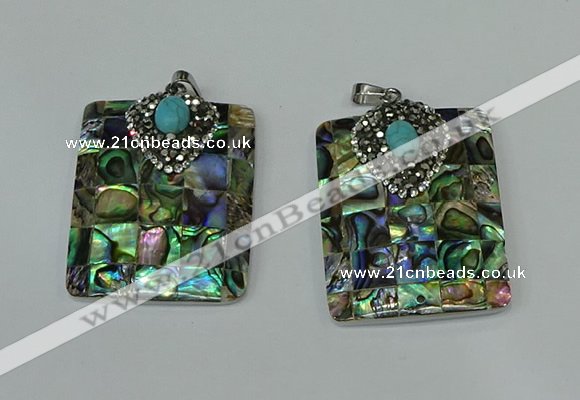 CGP307 30*40mm rectangle abalone shell pendants wholesale