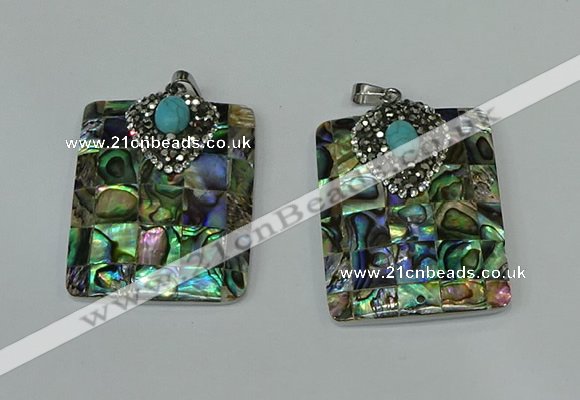 CGP307 30*40mm rectangle abalone shell pendants wholesale