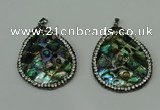 CGP308 35*45mm flat teardrop abalone shell pendants wholesale