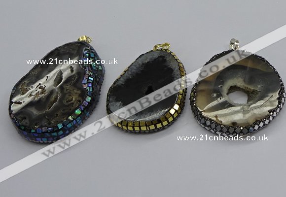 CGP3080 40*50mm - 45*55mm freeform druzy agate pendants