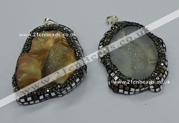 CGP3082 40*50mm - 45*55mm freeform druzy agate pendants