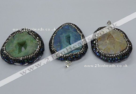 CGP3084 40*50mm - 45*55mm freeform druzy agate pendants