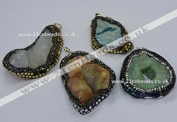 CGP3085 40*50mm - 45*55mm freeform druzy agate pendants