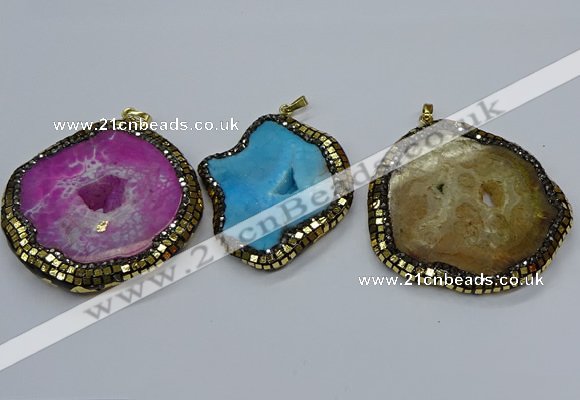 CGP3087 40*50mm - 50*65mm freeform druzy agate pendants