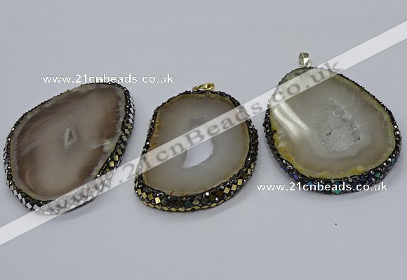 CGP3091 60*70mm - 70*80mm freeform druzy agate pendants