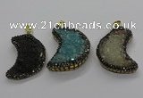 CGP3104 25*40mm moon-shaped druzy agate pendants wholesale