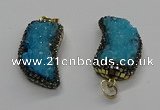 CGP3105 20*45mm horn druzy agate pendants wholesale