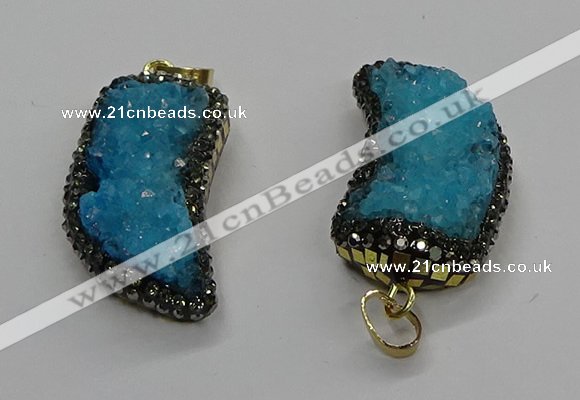 CGP3105 20*45mm horn druzy agate pendants wholesale