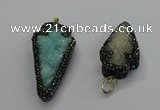 CGP3106 20*40mm - 25*45mm arrowhead druzy agate pendants