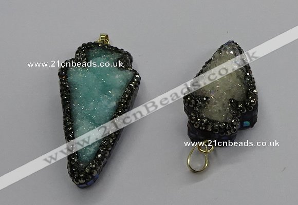 CGP3106 20*40mm - 25*45mm arrowhead druzy agate pendants