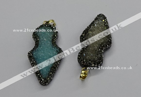 CGP3107 22*50mm arrowhead druzy agate pendants wholesale