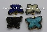 CGP3114 40*45mm butterfly druzy agate pendants wholesale