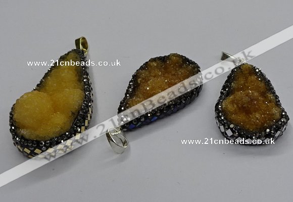 CGP3115 18*30mm - 22*40mm flat teardrop druzy agate pendants