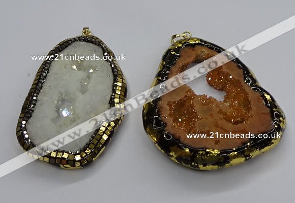 CGP3118 45*65mm - 55*70mm freeform druzy agate pendants