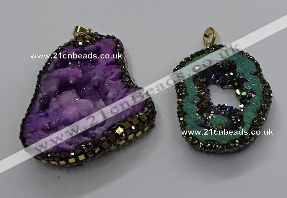 CGP3120 45*65mm - 55*70mm freeform druzy agate pendants