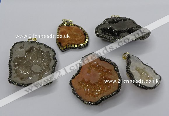 CGP3121 30*40mm - 40*50mm freeform druzy agate pendants