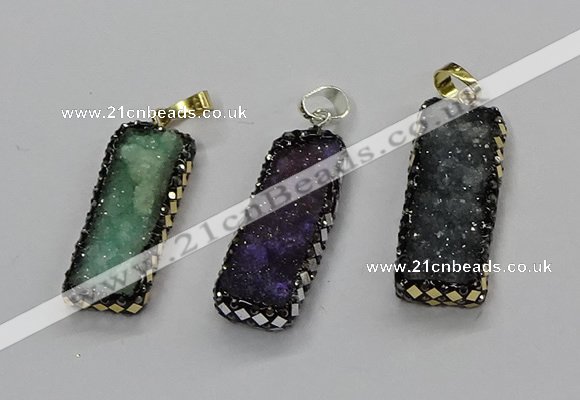 CGP3125 12*35mm - 15*40mm rectangle druzy agate pendants