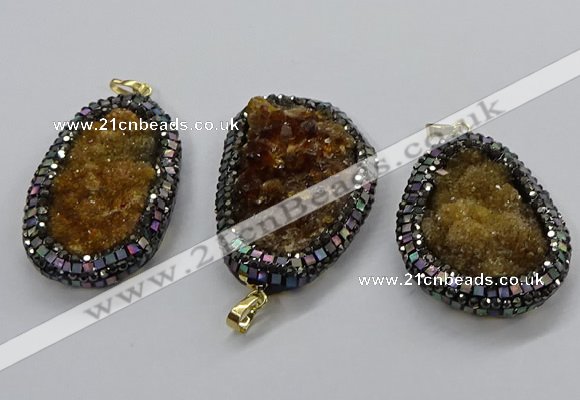 CGP3127 30*50mm - 35*55mm freeform druzy agate pendants