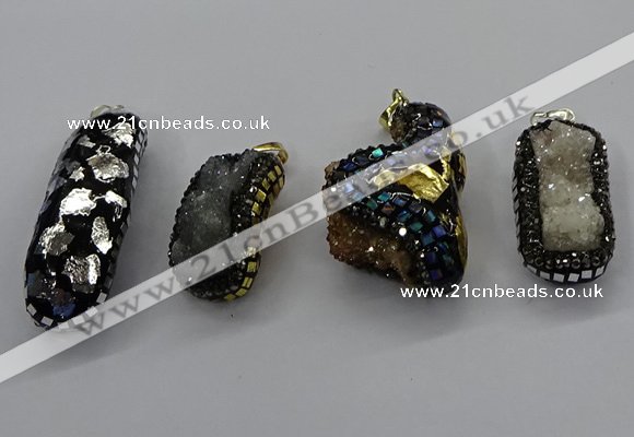 CGP3129 20*40mm - 25*45mm freeform druzy agate pendants