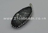 CGP3130 25*50mm - 25*55mm oval druzy agate pendants wholesale