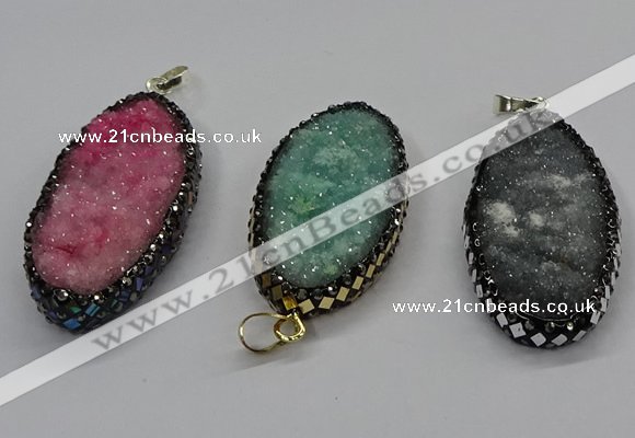 CGP3133 25*50mm - 25*55mm oval druzy agate pendants wholesale