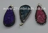 CGP3138 25*50mm - 25*55mm flat teardrop druzy agate pendants